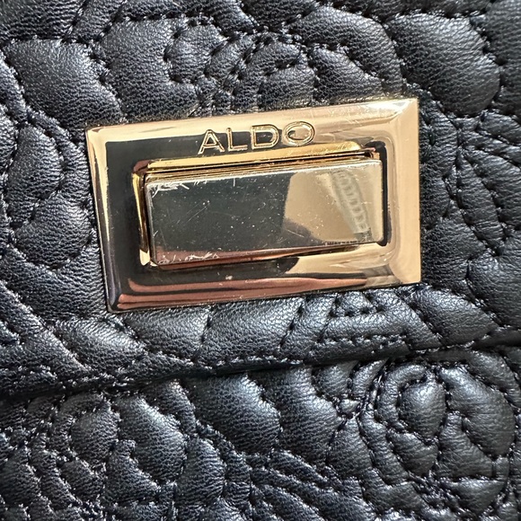 Aldo Black Quilted Shoulder Bag with Gold Chain - Picture 13 of 13